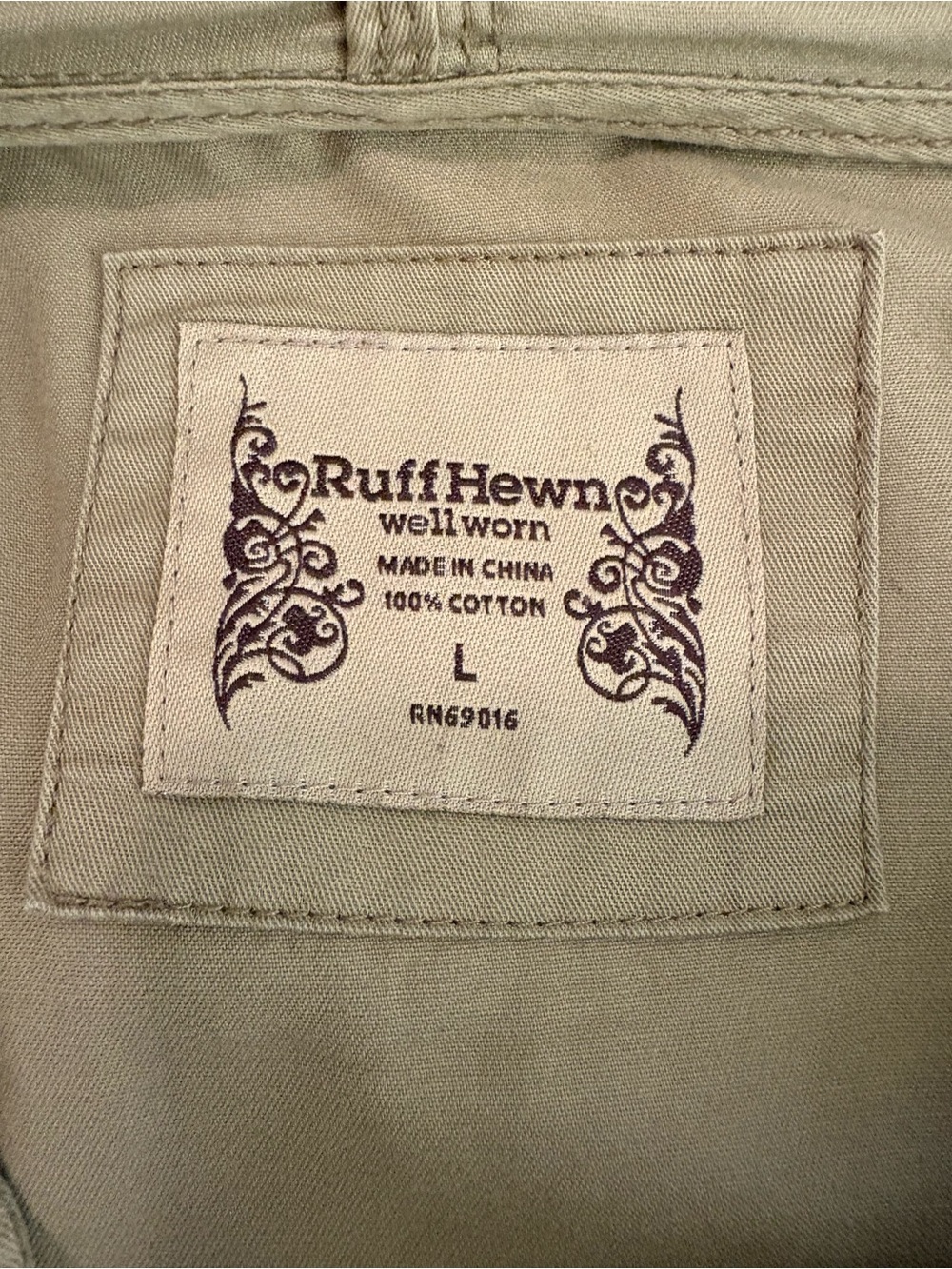 Ruff Hewn Khaki hooded zip jacket Size Large